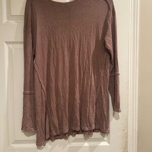 Easel Brown Long Sleeve Tunic Top